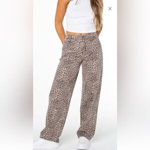 Leopard Print Wide-Leg Pants